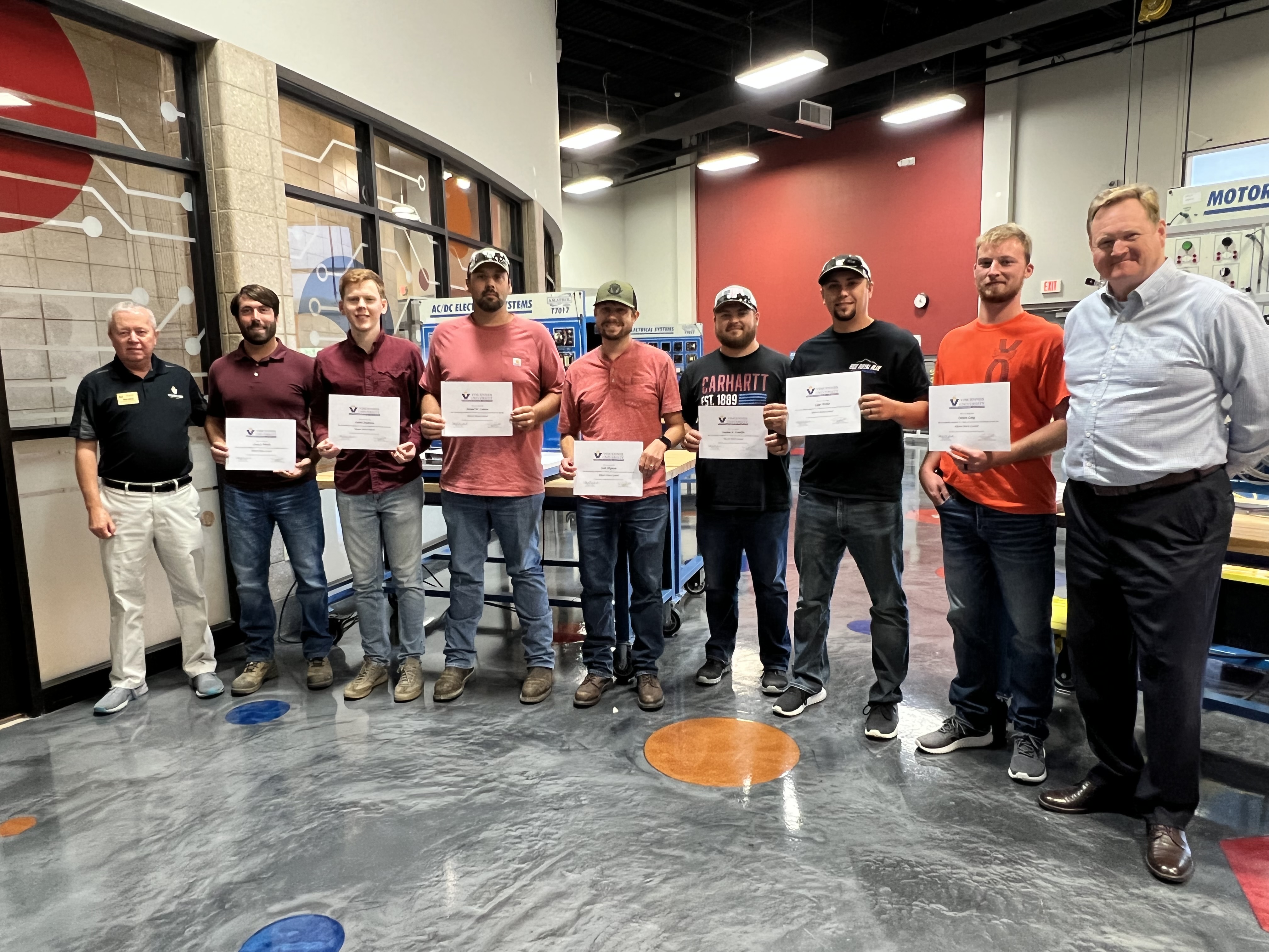 Crane Army Ammunition Activity (CAAA) employees completed a five-day hands-on training course at Vincennes University in Electrical Motor Control Systems on Monday, June 27, 2022.